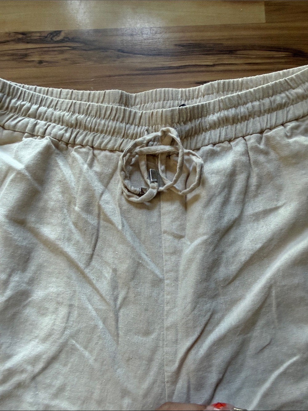 Zara Beige Drawstring Linen Pants - Picture 2 of 4